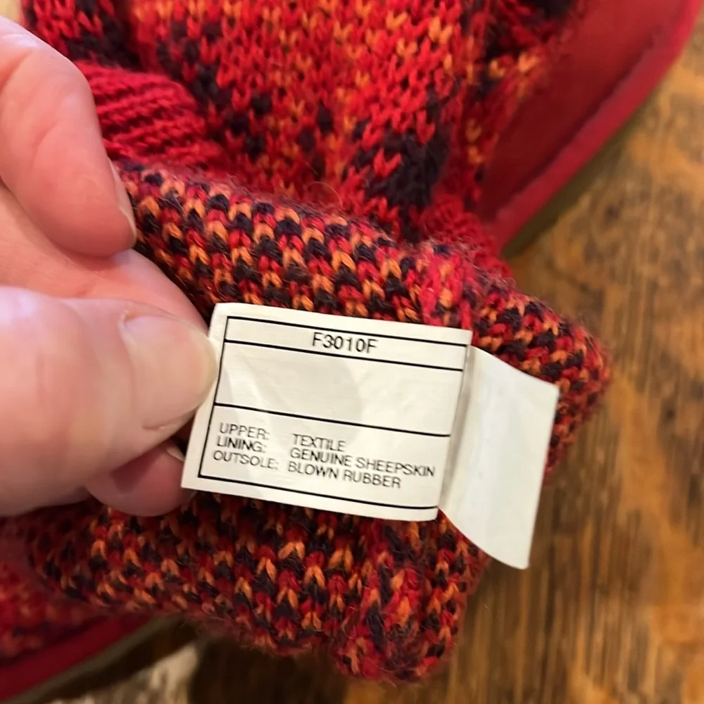 UGG Red & Black Vibrant Plaid Tall Knit Boots; Size 8 - Picture 8 of 8